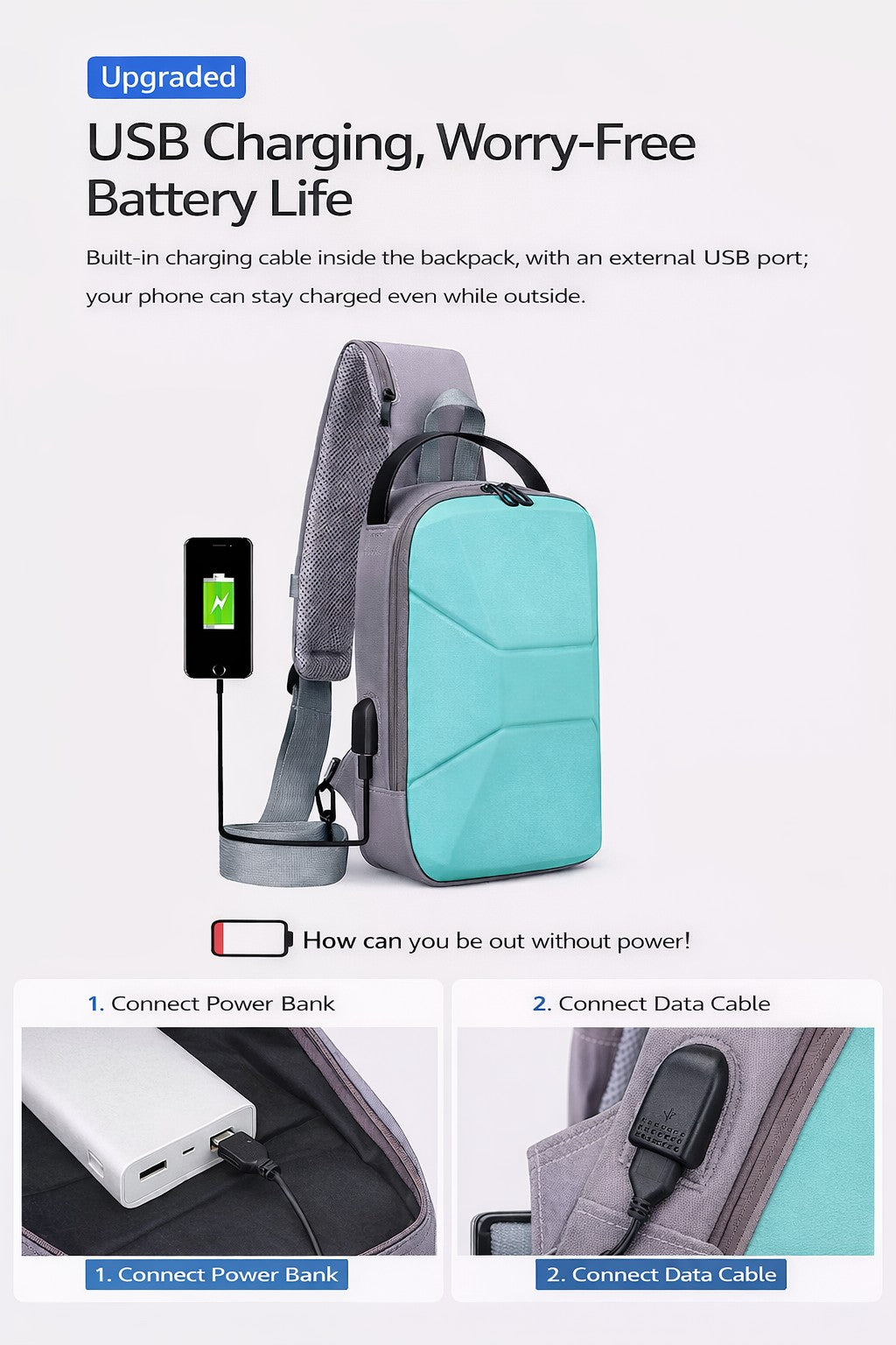 Alien Infinity ArmorX Sling Bag for Men & Women | Hard Shell Anti-Theft Crossbody Chest Bag | USB Charging Port | Water-Resistant Travel Sling Backpack