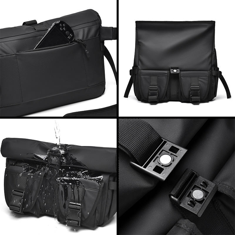 Alien Infinity UrbanRoll Pro Expandable Messenger Bag for Men & Women | Water-Resistant Roll-Top Laptop Shoulder Bag | 10L-20L Expandable Crossbody Travel Office Messenger Bag with Multiple Compartments