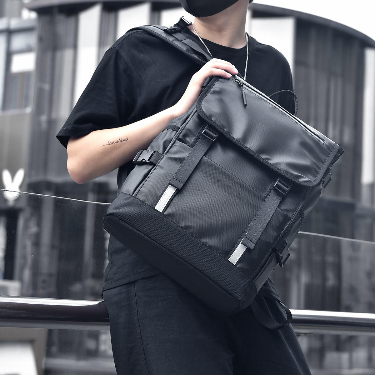 Alien Infinity Urban Expedition Roll-Top Laptop Backpack for Men & Women | Water-Resistant Travel Backpack with Laptop Compartment, Large Capacity, Anti-Theft Pocket, Reflective Strips & Luggage Strap
