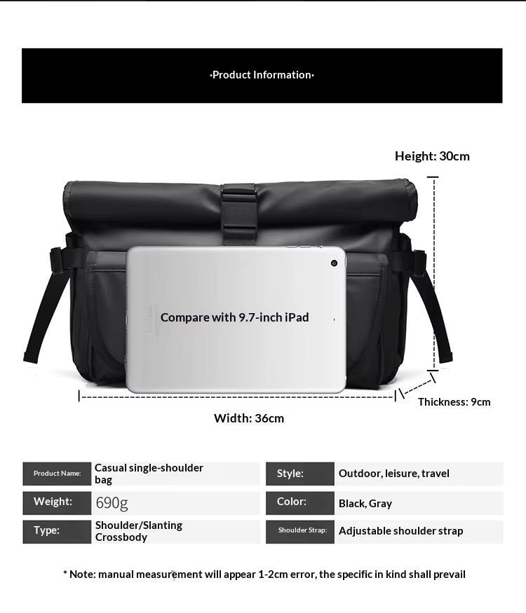Alien Infinity UrbanRoll Pro Expandable Messenger Bag for Men & Women | Water-Resistant Roll-Top Laptop Shoulder Bag | 10L-20L Expandable Crossbody Travel Office Messenger Bag with Multiple Compartments