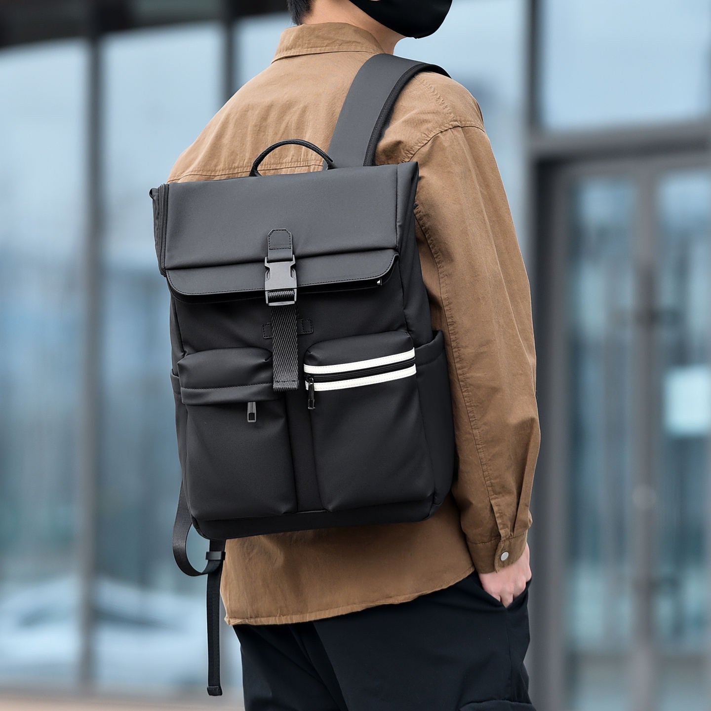 Alien Infinity Urban Voyager Roll-Top Laptop Backpack for Men & Women | Water-Resistant Travel Backpack | Large Capacity College Office Business Backpack with Trolley Sleeve, Multiple Pockets