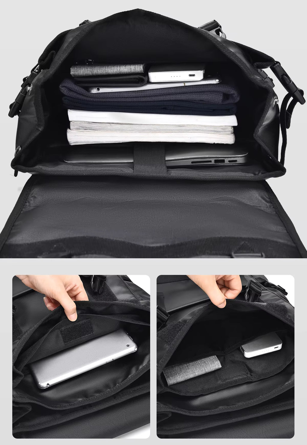Alien Infinity Urban Expedition Roll-Top Laptop Backpack for Men & Women | Water-Resistant Travel Backpack with Laptop Compartment, Large Capacity, Anti-Theft Pocket, Reflective Strips & Luggage Strap