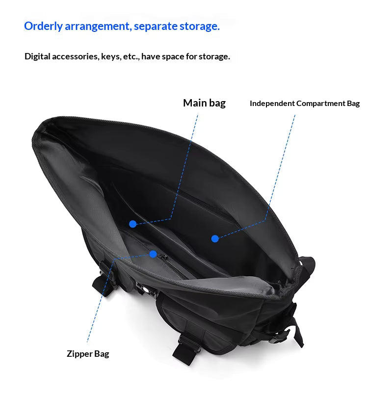 Alien Infinity UrbanRoll Pro Expandable Messenger Bag for Men & Women | Water-Resistant Roll-Top Laptop Shoulder Bag | 10L-20L Expandable Crossbody Travel Office Messenger Bag with Multiple Compartments