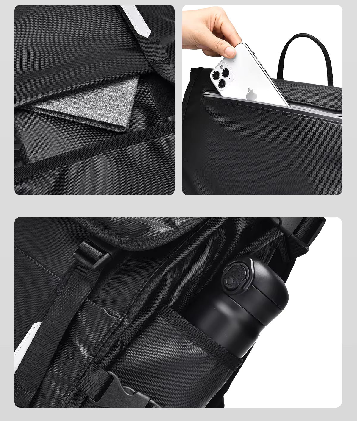 Alien Infinity Urban Expedition Roll-Top Laptop Backpack for Men & Women | Water-Resistant Travel Backpack with Laptop Compartment, Large Capacity, Anti-Theft Pocket, Reflective Strips & Luggage Strap