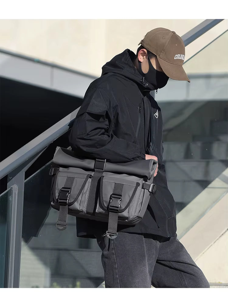 Alien Infinity UrbanRoll Pro Expandable Messenger Bag for Men & Women | Water-Resistant Roll-Top Laptop Shoulder Bag | 10L-20L Expandable Crossbody Travel Office Messenger Bag with Multiple Compartments