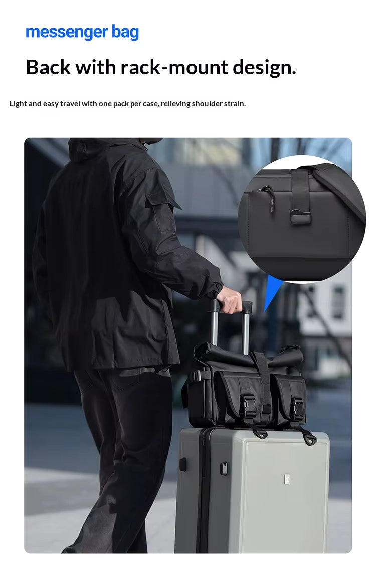 Alien Infinity UrbanRoll Pro Expandable Messenger Bag for Men & Women | Water-Resistant Roll-Top Laptop Shoulder Bag | 10L-20L Expandable Crossbody Travel Office Messenger Bag with Multiple Compartments