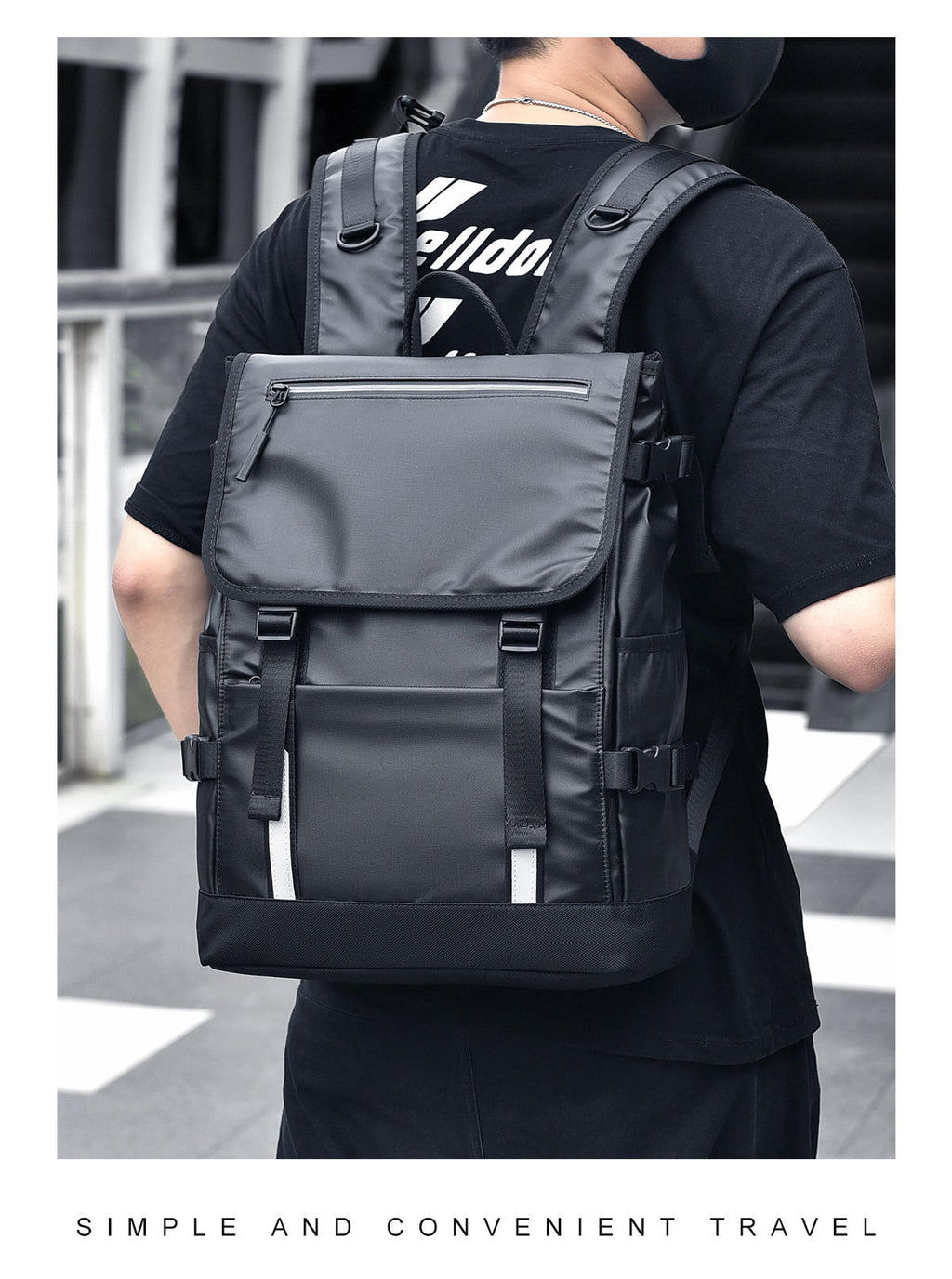 Alien Infinity Urban Expedition Roll-Top Laptop Backpack for Men & Women | Water-Resistant Travel Backpack with Laptop Compartment, Large Capacity, Anti-Theft Pocket, Reflective Strips & Luggage Strap