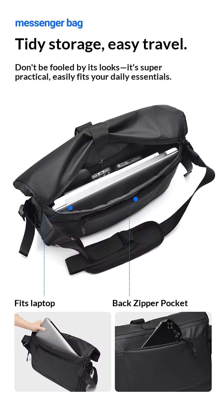 Alien Infinity UrbanRoll Pro Expandable Messenger Bag for Men & Women | Water-Resistant Roll-Top Laptop Shoulder Bag | 10L-20L Expandable Crossbody Travel Office Messenger Bag with Multiple Compartments